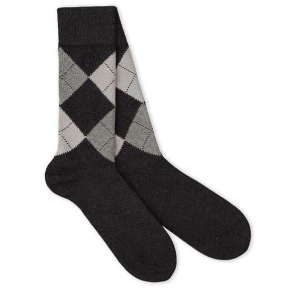 London Fog Argyle Dress Socks NWT 8-10 Charcoal Grey Crew Socks